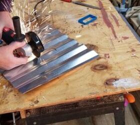 corrugated metal backsplash, Cutting with Angle Grinder