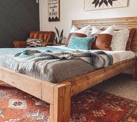 s take your bedroom to the next level with these 20 headboard ideas, Hang a stained floating headboard