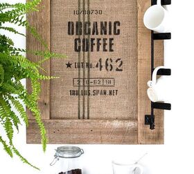 create a coffee shop vibe with this easy diy coffee bean sack hack, Coffee station sign