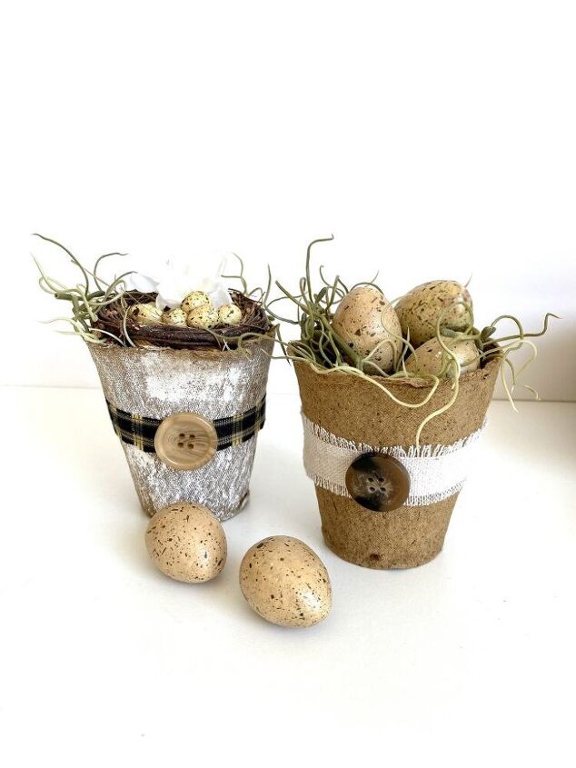 s 15 stunning ways to spruce up your mantel this month, Jazz up your decor with mini flower pots with eggs