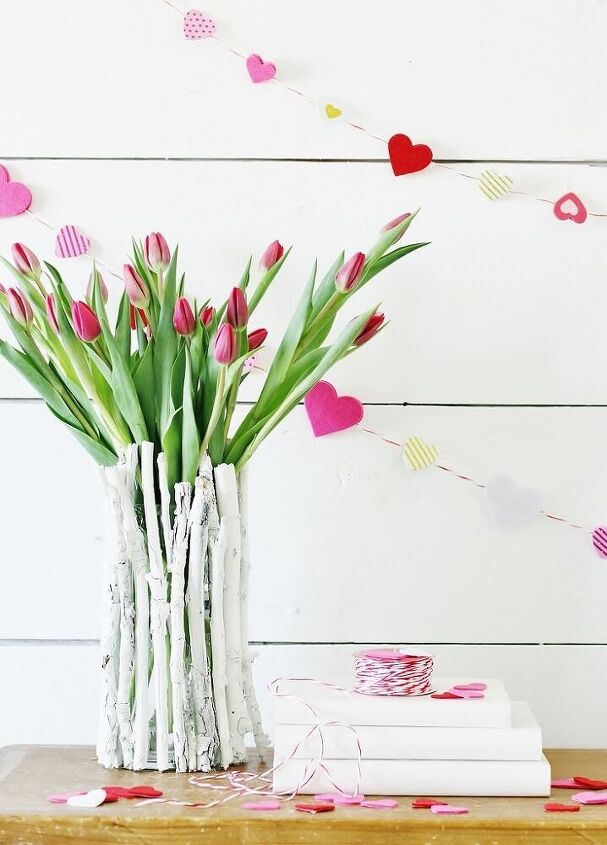 s 15 stunning ways to spruce up your mantel this month, Display flowers in a wood twig vase