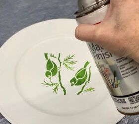 diy painted sparrow chargers for a spring table