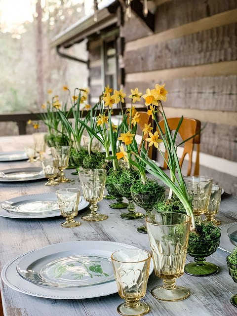 yellow and green spring tablescape yellow and green spring tablescape