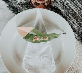 diy paint dipped magnolia leaf place cards