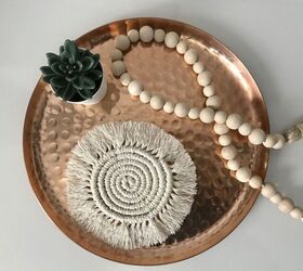s 20 creative ways to give your home a boho vibe, Knot a round fringed macrame coaster
