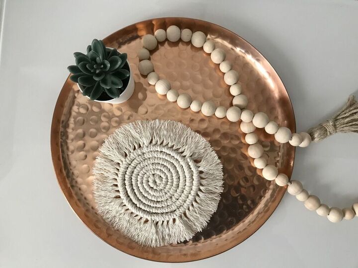 s 20 creative ways to give your home a boho vibe, Knot a round fringed macrame coaster