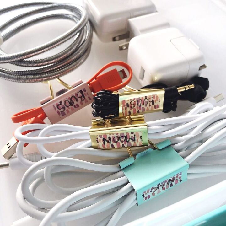 easy hack for organizing charging cords