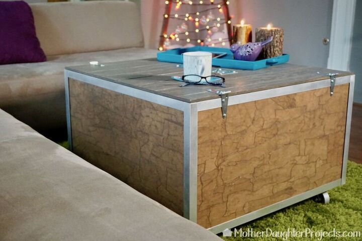 s 25 extremely clever ways to get extra storage space, Store pillows and blankets inside your industrial coffee table