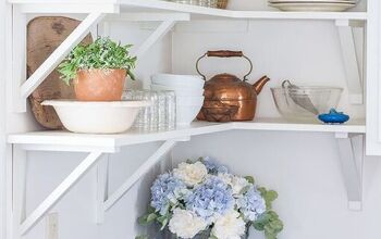 Simple Farmhouse Kitchen Open Shelves | How to DIY Brackets