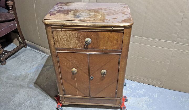 antique cocktail cabinet becomes oh so art deco, Before