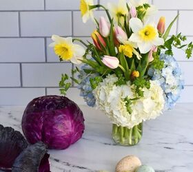 diy blooming cabbage arrangement for spring or easter