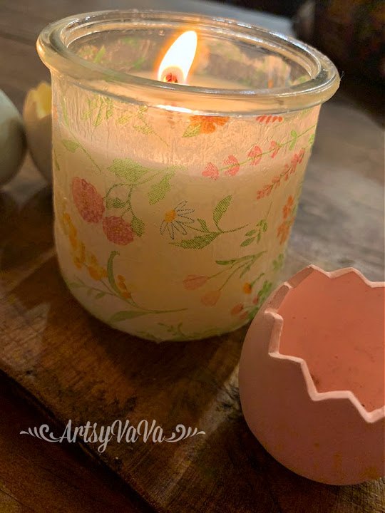 spring candles with yogurt jars