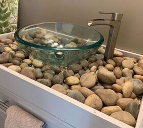 s 12 ways to upgrade your bathroom vanity without replacing it, Rest your sink bowl on a layer of rocks