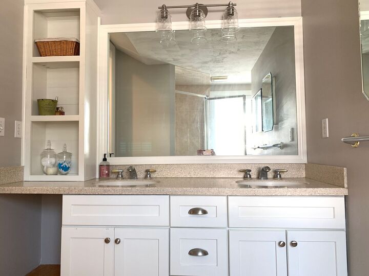 s 12 ways to upgrade your bathroom vanity without replacing it, Refresh it with a bit of paint and shelving