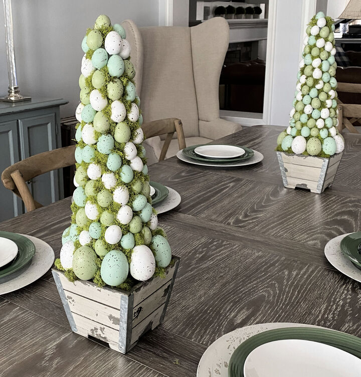 15 adorables ideas de decoracin de pascua que todo el mundo est copiando este ao, Topiario de huevos moteados