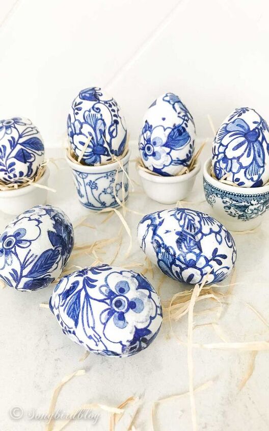 cmo decoupage huevos de pascua delft blue and white eggs