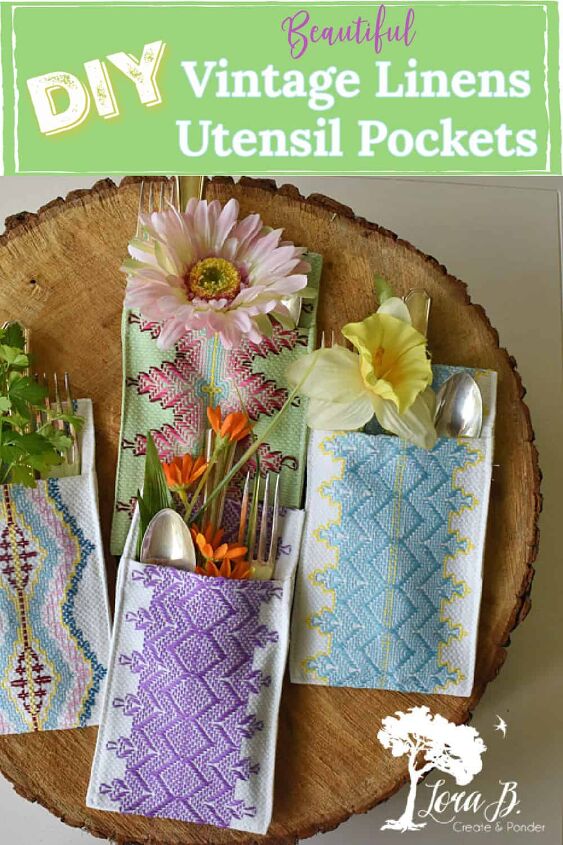 10 ideas de decoracin para la mesa de pascua que impresionarn a tu familia y amigos, Repurposed Vintage Linens Flatware Pocket How To