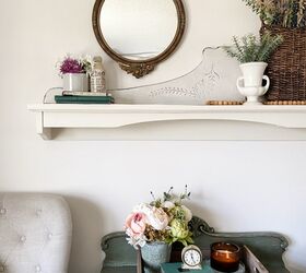 upcycled mantel shelf made from a dresser mirror