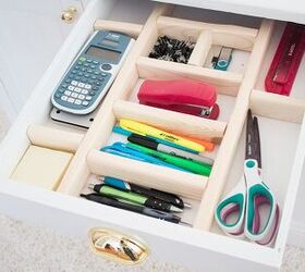 s 15 organizers that will seriously improve parents lives, Her custom scrap wood drawer organizer
