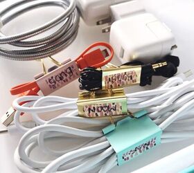s 15 organizers that will seriously improve parents lives, These prettified binder clip cord organizers