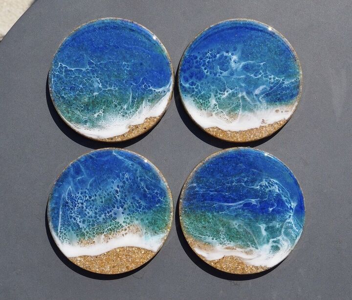 sand and resin ocean coasters