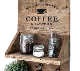 make a rustically cool coffee themed shelf for compact spaces, Attaching the shelf