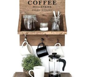 make a rustically cool coffee themed shelf for compact spaces