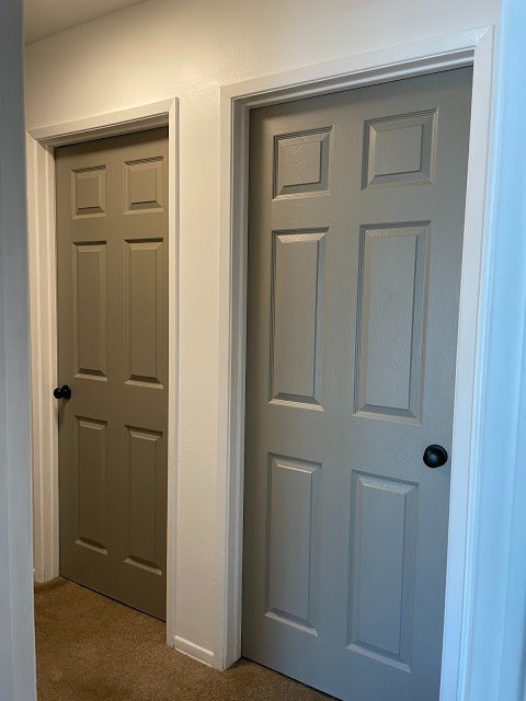 hallway makeover update newly trimmed painted doors
