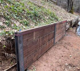 steel and wood retaining wall