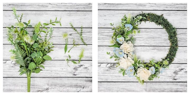 how to make a moss floral wreath, Fill in Gaps