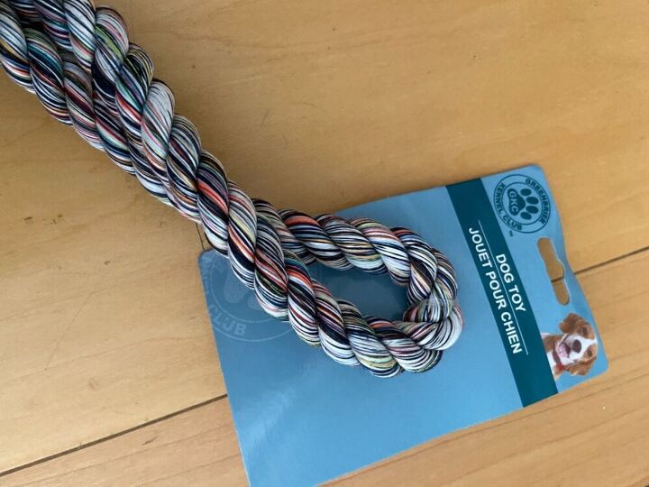 dog rope toy to boho container, Dog rope toy before unknotting it