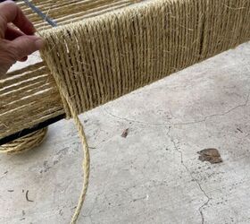 project bench becomes a one of a kind hallway bench, More rope wrapping