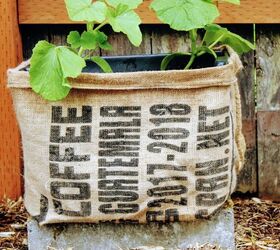 s 20 smart diys that are getting coffee lovers really excited, A coffee sack wrapped rustic planter