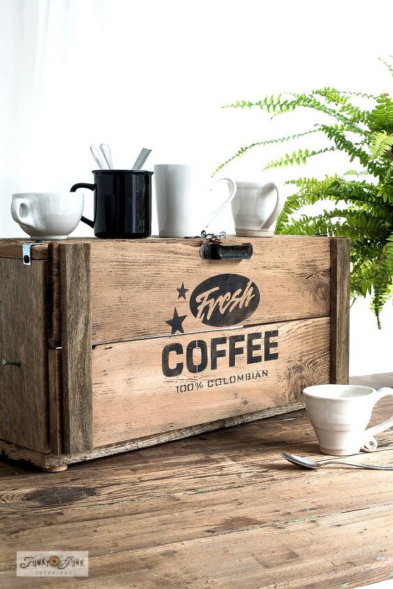 s 20 smart diys that are getting coffee lovers really excited, This stenciled coffee appliance garage