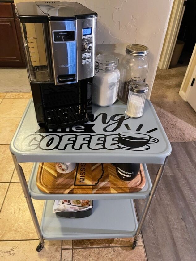 s 20 smart diys that are getting coffee lovers really excited, A simple three tiered coffee bar