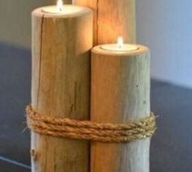 s 16 decorative candle ideas to light up your home, Rustic log candle holders