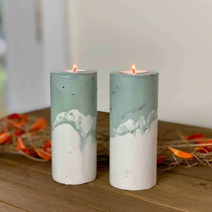 16 ideas de velas decorativas para iluminar tu hogar, Decora para el oto o con portavelas de hormig n de bricolaje
