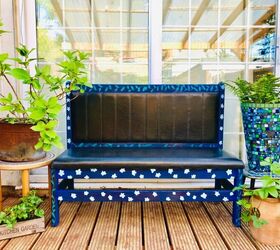 20 whimsical garden ideas that ll make your neighbors stop and stare, This leaf and flower design garden bench