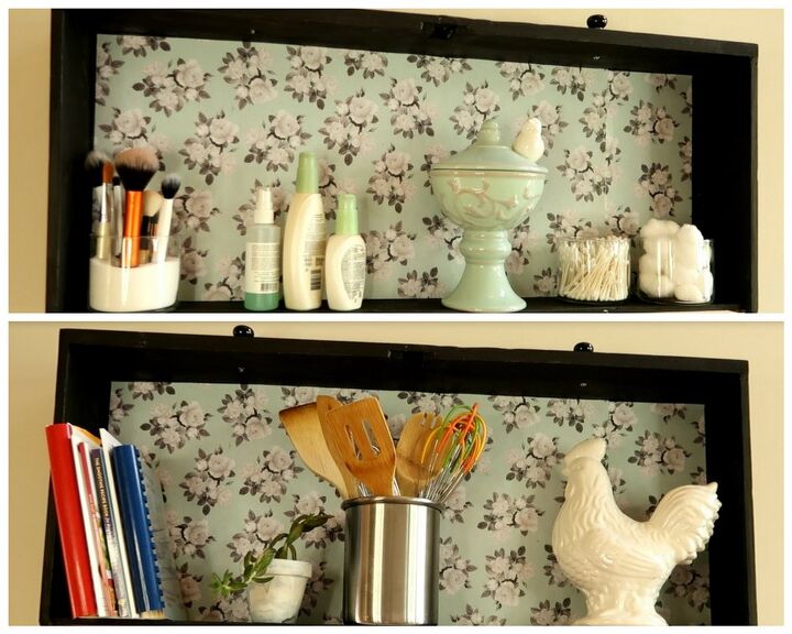 s 10 creative ways to use a dresser drawer around your home, Line it for a pretty shelf