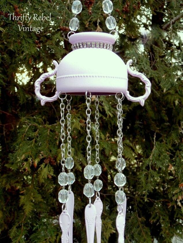 diy spray painted silverware wind chime