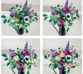 spring floral pitcher arrangement, Add Wood Flowers
