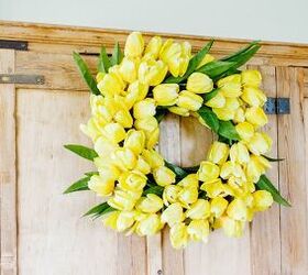 diy yellow tulip wreath for spring