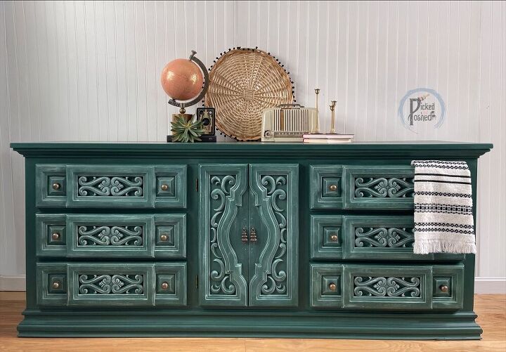 s go green with 18 gorgeous makeover ideas, Enhance the details on an ornate dresser