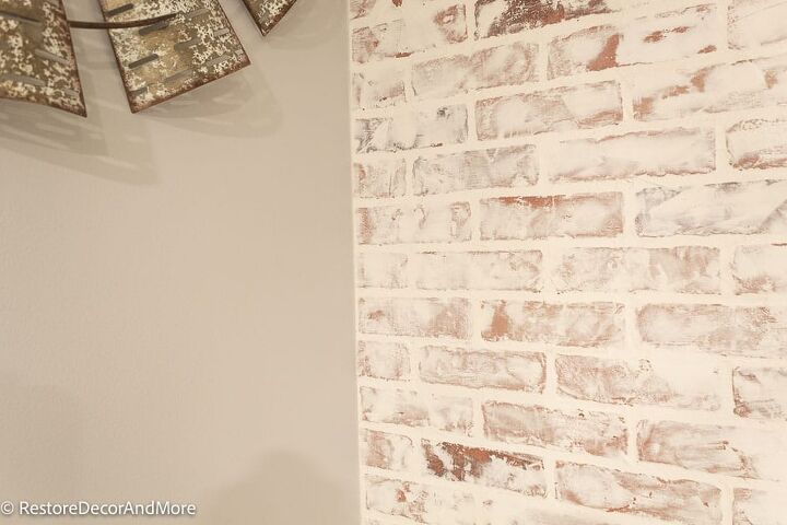 diy faux brick wall german schmear techinque, Finish The Edges With Caulk