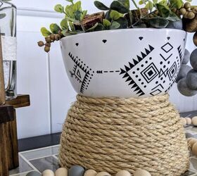 boho style planter vase or candle using bowls rope a transfer