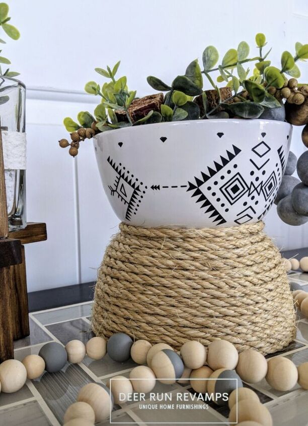 boho style planter vase or candle using bowls rope a transfer