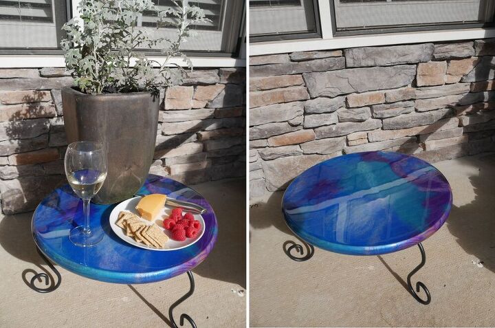 18 formas creativas de utilizar la resina epoxi en toda la casa, Crea un soporte para plantas o una mesa auxiliar nica para tu terraza o patio