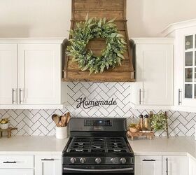 12 stunning ways to fill the space above your stove, DIY a modern farmhouse wood vent hood