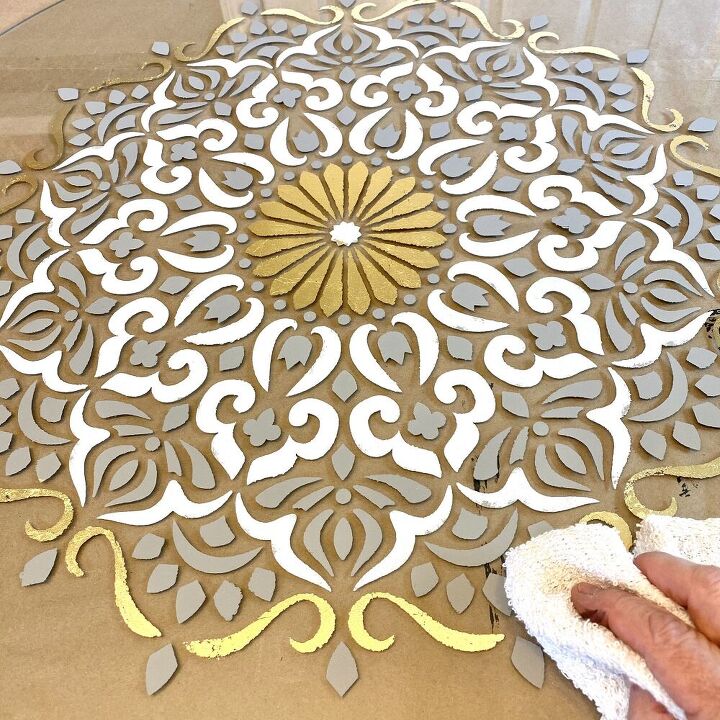 proyecto de vidrio de mesa redonda pintada al revs