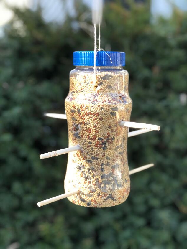 alimentador de pssaros diy de uma garrafa de plstico